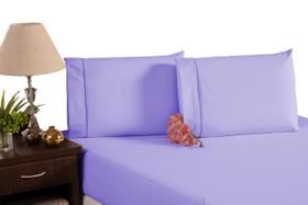 Lençol Fronha Algodão 180 Fios 3 Peças Lilás Ponto Palito