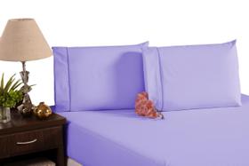 Lençol Fronha Algodão 180 Fios 3 Peças Lilás Ponto Palito