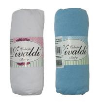 Lençol Infantil Com Elastico Vivaldi Kit 2 Peças Azul e Branco