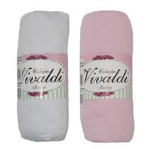 Lençol Infantil Com Elastico Vivaldi Kit 2 Peças Rosa e Branco