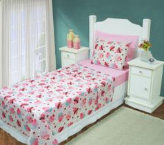 Lençol Infantil de Menina Jogo de Cama Solteiro 3pçs Cupcake - Aquarela