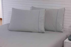 Lençol King 3 Peças C/Elástico Percal 100% Algodão 200 Fios Cinza Lençol King 3 Peças C/Elástico Percal 100% Algodão 200 Fios Cinza