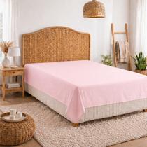 Lençol King 300 Fios Sem Elástico 1 Peça Roupa de Cama Box Percal de Algodão Tecido Super Macio