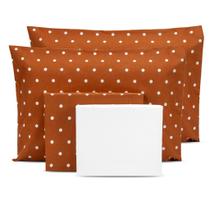 Lençol King 6 pçs Fronhas com Ponto Palito Estampado Percal 180 fios