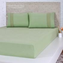 Lençol King Bella Cama Malha 100% Algodão 193x203x40 Verde