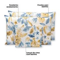 Lençol King De Cima 3 Pçs Bainha Estampado Percal 180 Fios