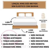 Lençol King Liso Aveludado 400 Fios Cama Box Sem Elástico Avulso