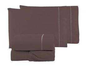 Lençol King Size 3 Peças C Elástico E Ponto Palito Marrom