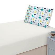 Lençol Liso Elásticado + Fronha Estampada Decorativa