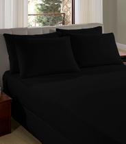 Lençol Liso King de Malha Com Elástico Vivaldi Preto