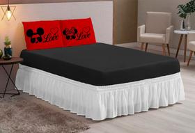 Lençol Love Oculos queen 03 peças estampado Vermelho Preto