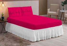 Lençol Macio estampado queen 03 peças vida todo pink