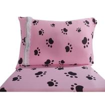 Lençol Malha Solteiro Box Estampado C/ Elástico + 01 Porta Travesseiro com Zíper e Lese