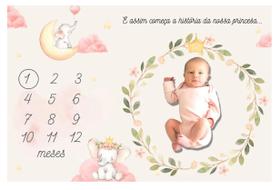 Lençol Mêsversário Cenário Fundo Fotos Bebê Elefante Menina Lençol Mêsversário Cenário Fundo Fotos Bebê Elefante Menina