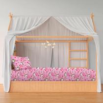 Lençol Mini Cama Montessoriana Com Elástico Infantil Unicórn