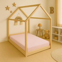 Lençol Mini Cama Montessoriana Com Elástico Percal 20 Rosa N Lençol Mini Cama Montessoriana Com Elástico Percal 20 Rosa N