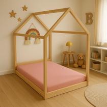 Lençol Mini Cama Montessoriana Com Elástico Percal 20 Rosê N Lençol Mini Cama Montessoriana Com Elástico Percal 20 Rosê N
