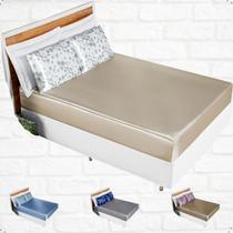 Lencol Padrao em Seda Acetinado 3 Peças Toque Suave Cetim Sofisticado Resistente