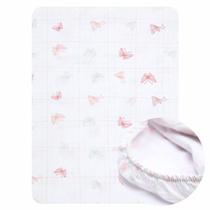 Lençol Para Berço Americano Estampado 150 Fios Com Elástico 1,30mx70cm Baby Papi Cor:Alegria Borboleta
