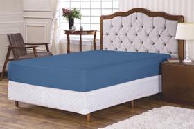 Lençol para Cama Casal com Elástico Altura 30cm Azul