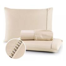 Lençol para cama Solteiro 3 Peças 400 Fios Ponto Palito 100% Algodão