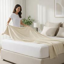 Lençol Plano King Forro de Cama para Cobrir sem Elástico Avulso COR:BEGE