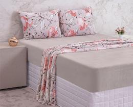 Lençol Plush Estampado Casal 4 Peças Lize