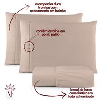 Lençol Ponto Palito 400 Fios c/ Elastico Casal 03 Peças - af enxovais Lençol Ponto Palito 400 Fios c/ Elastico Casal 03 Peças - af enxovais