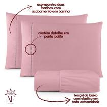 Lençol Ponto Palito 400 Fios c/ Elastico Casal 03 Peças - af enxovais Lençol Ponto Palito 400 Fios c/ Elastico Casal 03 Peças - af enxovais