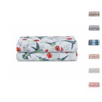 Lençol Queen 100% Algodão S/ Elástico Avulso Estampado com Viés Malha Penteada Fio 30/1