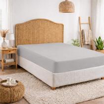 Lençol Queen 300 Fios Com Elástico 1 Peça Roupa de Cama Box Percal de Algodão Tecido Super Macio