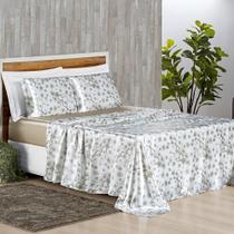 Lençol Queen 4 peças cetim charmousse estampado - SAFIRA ENXOVAIS