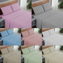 Lençol Queen Algodão 200 Fios 4 Peças Virol Cama Box Liso Toque Macio Hotel