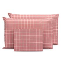 Lençol Queen de Cima 3 Pçs Bainha Fronha Ponto Palito Estampado Percal 180 Fios