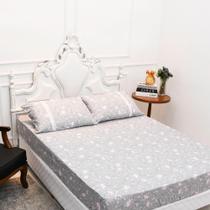 Lençol Queen Estampado Com Elástico Malha 100% Algodão Macio