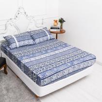 Lençol Queen Estampado Com Elástico Malha 100% Algodão Macio Lençol Queen Estampado Com Elástico Malha 100% Algodão Macio