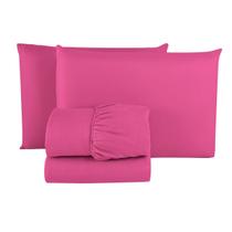 Lençol Queen + Fronhas Microfibra Premium Suave 3 Peças Pink - Carinho Enxoval E Decoração