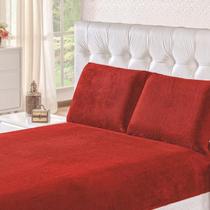 Lençol Queen Plush Liso Inove 158x198x35cm Vermelho Hedrons