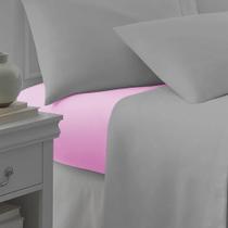 Lençol Queen Profissional 180 Fios Algodão Elástico Rosa