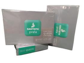 Lençol santista com elastico queen prata 100% algodão verde