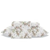 Lençol solt toque seda estampa floral 3pc branco/cd jolitex Lençol solt toque seda estampa floral 3pc branco/cd jolitex