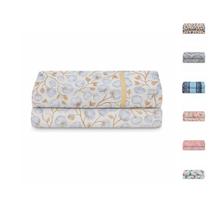 Lençol Solteiro 100% Algodão S/ Elástico Avulso Estampado com Viés Malha Penteada Fio 30/1