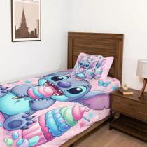 Lençol Solteiro 3 Peças Roupa De Cama Stitch Doce Cor Rosa Lençol Solteiro 3 Peças Roupa De Cama Stitch Doce Cor Rosa