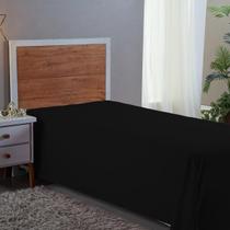 Lençol Solteiro 400 Fios Preto 2,50m x 1,50m Bordado