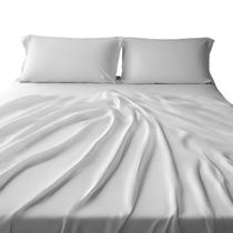 Lençol Solteiro Avulso Sem elástico Microfibra Bainha Branco