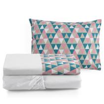 Lençol Solteiro Cama Box 3 Pc Algodão Menina Menino Moderno