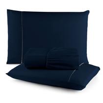 Lençol Solteiro com Elástico Ponto Palito 400Fios Jogo de Cama 02 Pçs