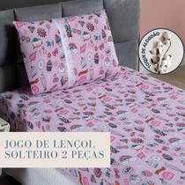 Lençol Solteiro Estampado Elástico 100% Algodão Varias Cores Lençol Solteiro Estampado Elástico 100% Algodão Varias Cores
