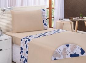 Lençol Solteiro Infantil 180 Fios Nuvem Bege 3 Pçs - Não Faz Bolinha