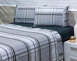 Lençol SOLTEIRO KING 3pç Estampado Litrado 110x200x25 180fios Preto